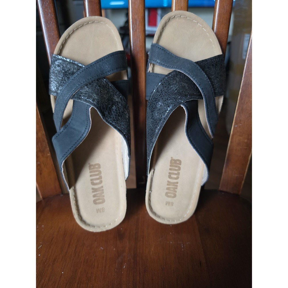 Women's Black Crisscross Slide Sandals Size 8